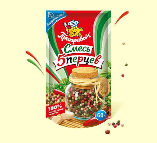 Приправа Смесь 5 перцев 60г*20шт (Дой-пак) Приправыч